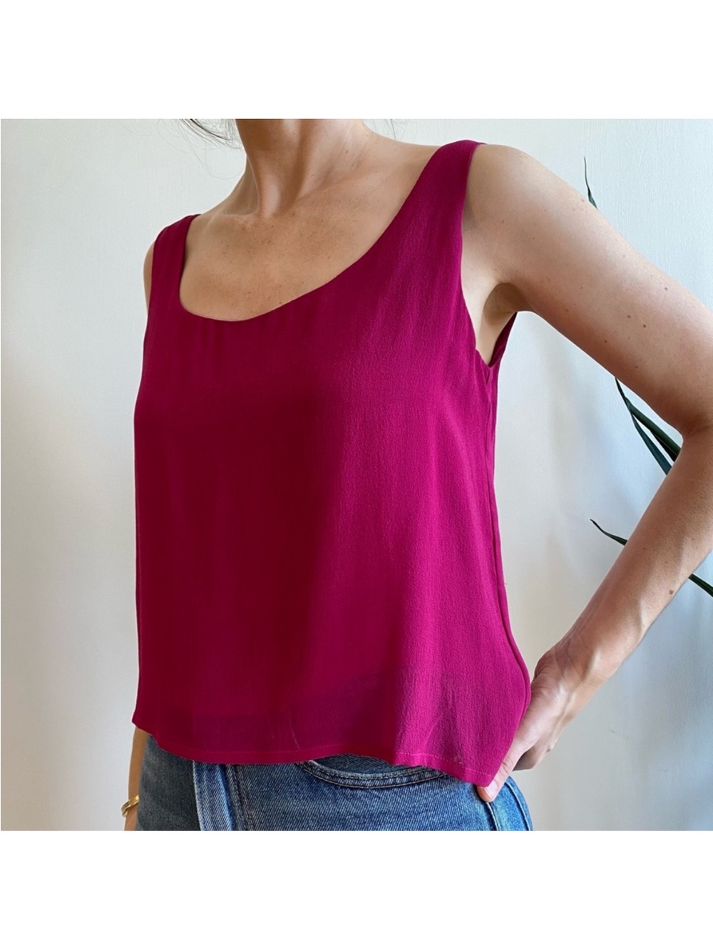 Wray magenta silk tank